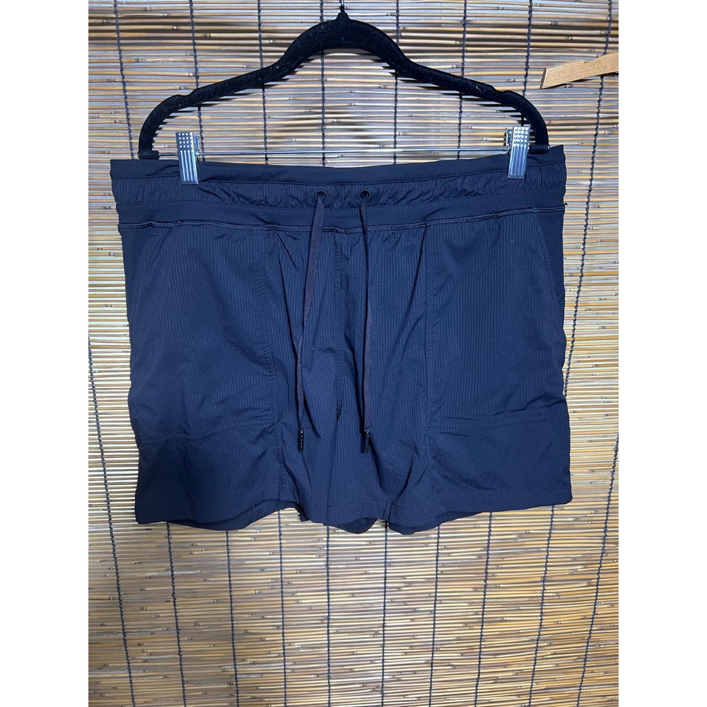 Lululemon Size 14 Beyond the Studio Shorts Black Ribbed Nylon Blend